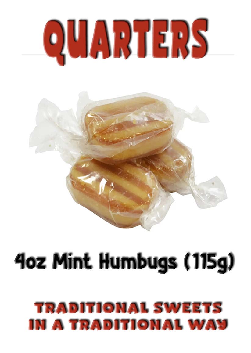 Vending label for Mint Humbugs - Single Bags 4 oz (115g).